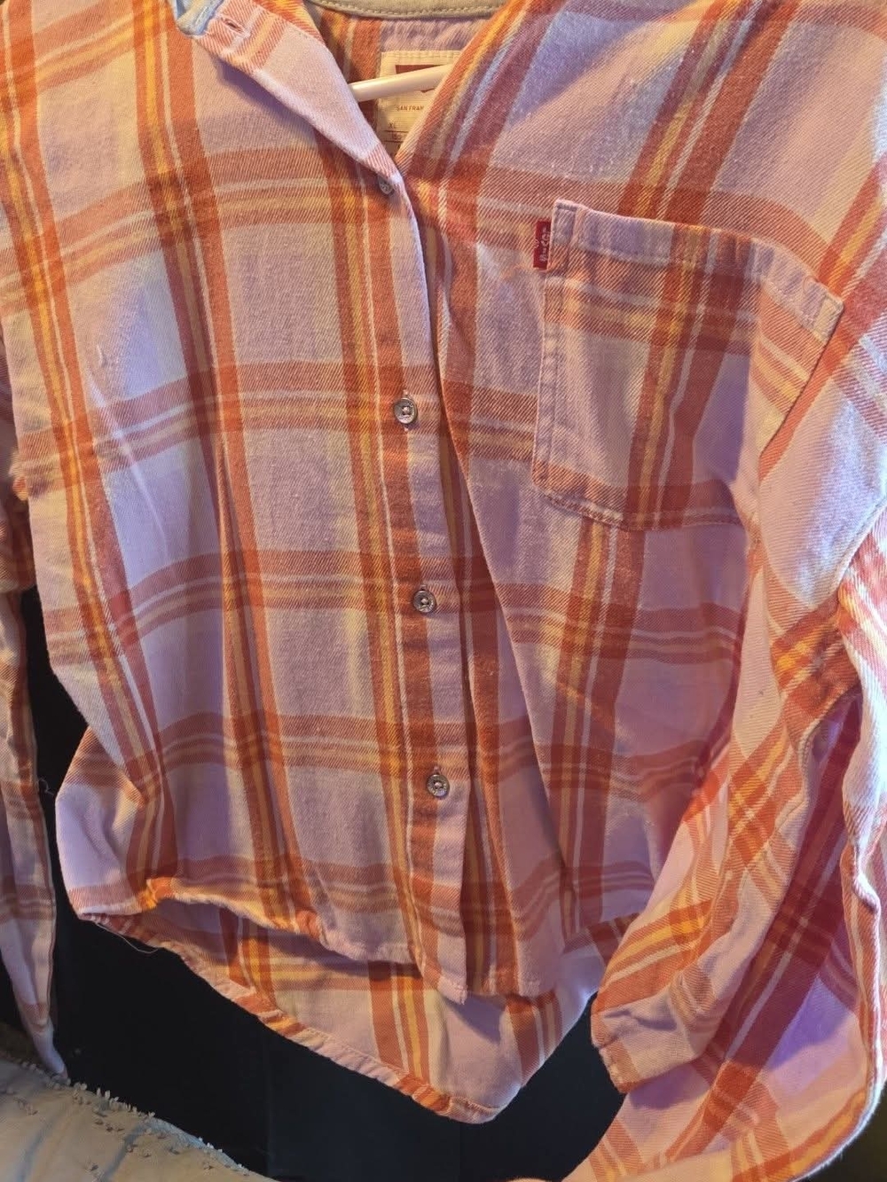 Levi's Pink and Orange Plaid Button-Front Shirt